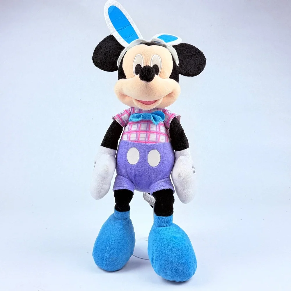 Disney Mickey Mouse Easter Bunny Plush Plaid Shirt Blue Bow Purple Shorts 24 in